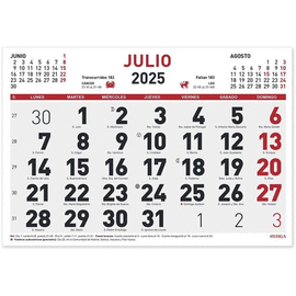 CALENDARIO MENSUAL 2025 MYRGA 30X21CM 32H NUMEROS GRANDES